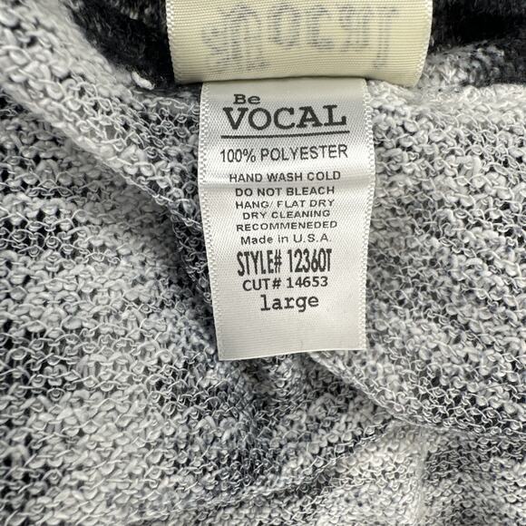 Vocal USA Shirt Large Y2K Embellished Knit Tank Top White Black Gray Side Splits - Picture 9 of 9